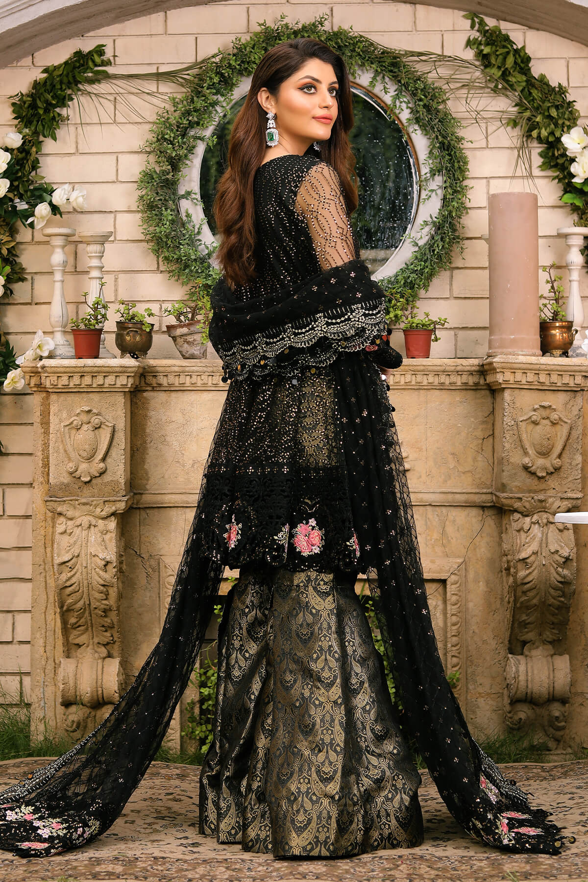 Raeesa Premium | Wajadan Wedding Formals | WD-3 Metal Black - House Of Anaya