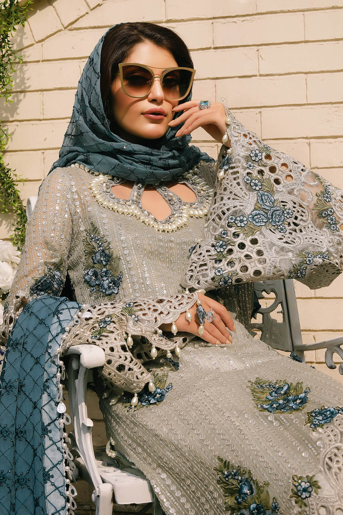 Raeesa Premium | Wajadan Wedding Formals | WD-5 Silver Black - House Of Anaya