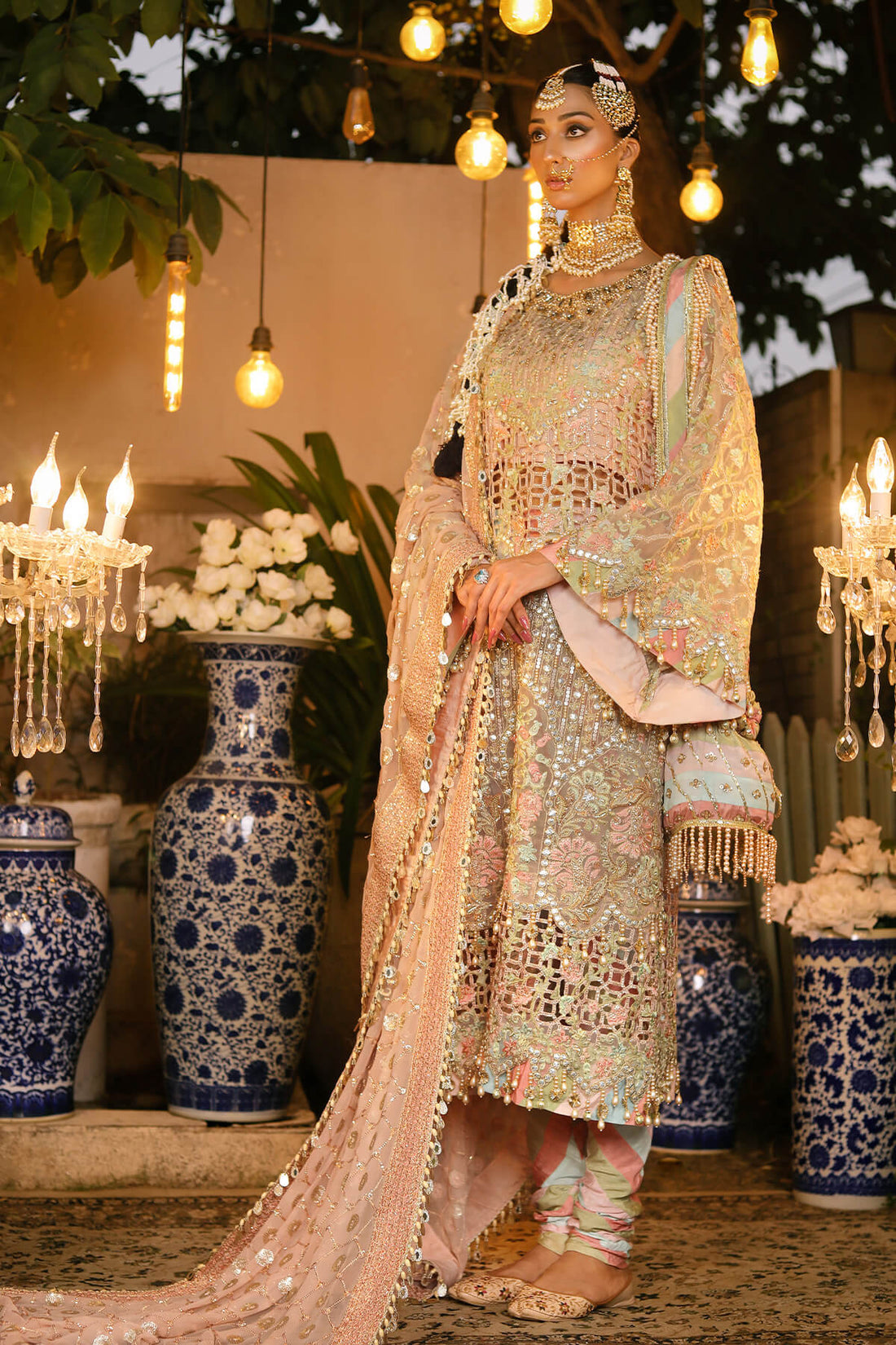 Raeesa Premium | Wajadan Wedding Formals | WD-6 Powder Peach - House Of Anaya