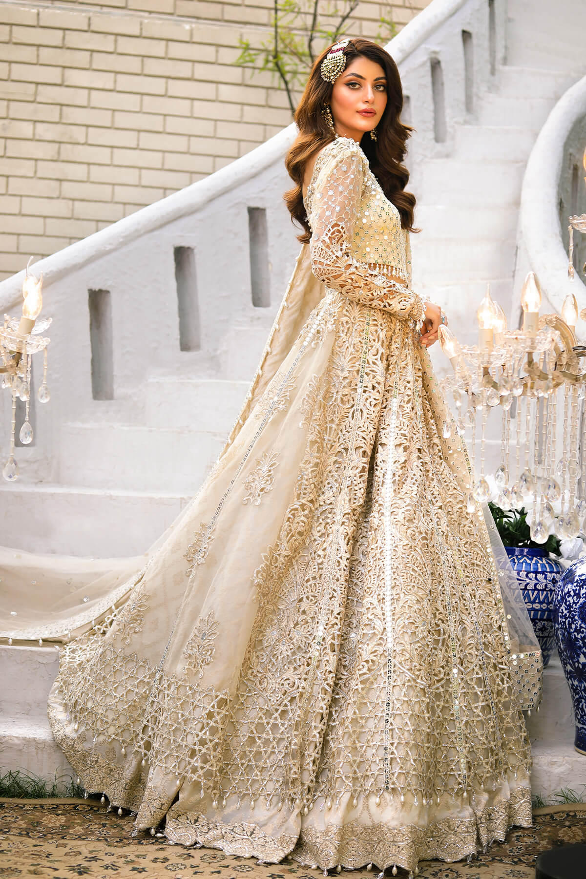 Raeesa Premium | Wajadan Wedding Formals |  WD-1 Pearl White