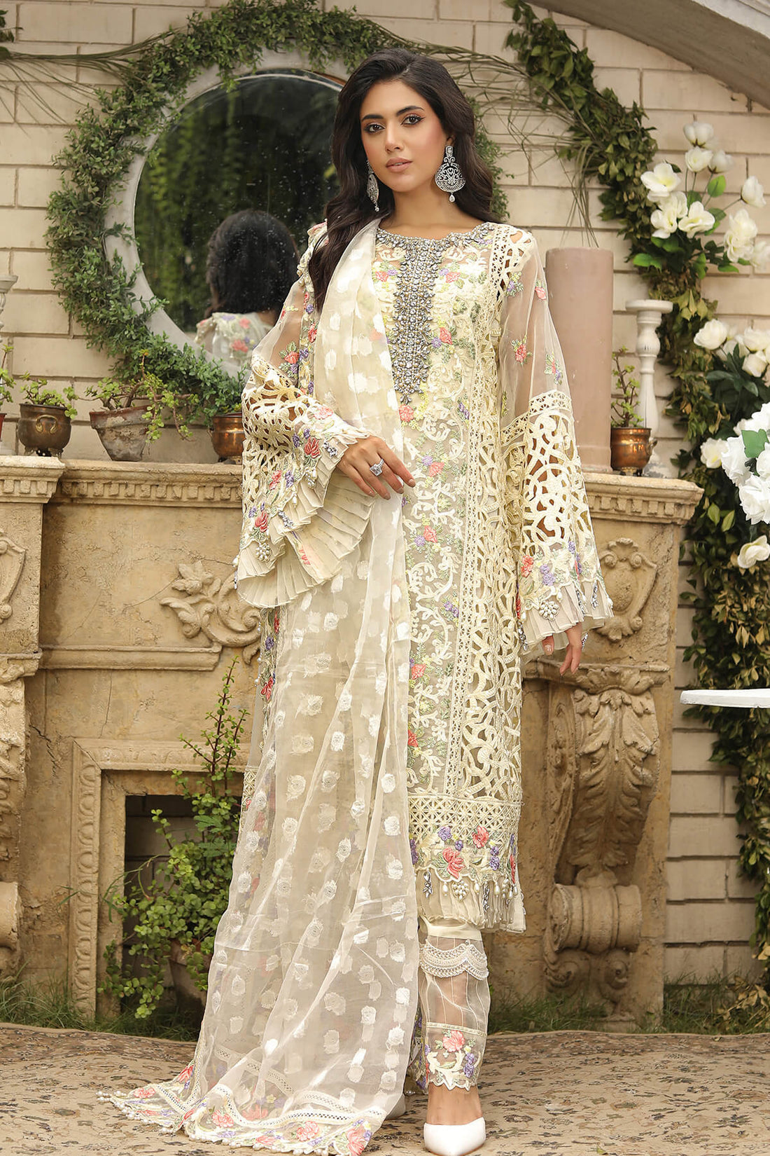 Raeesa Premium | Wajadan Wedding Formals | WD-8 Ivory - House Of Anaya