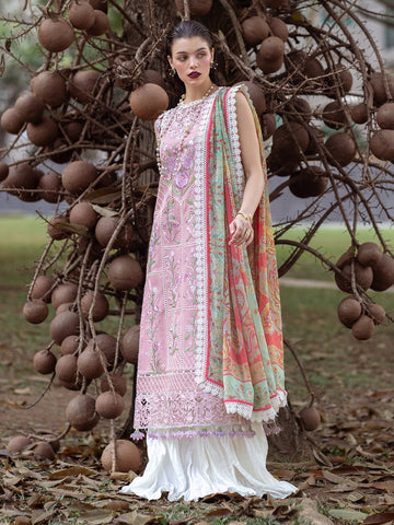 Roheenaz | Dahlia Embroidered Lawn 24 | Peony - House of Zarish