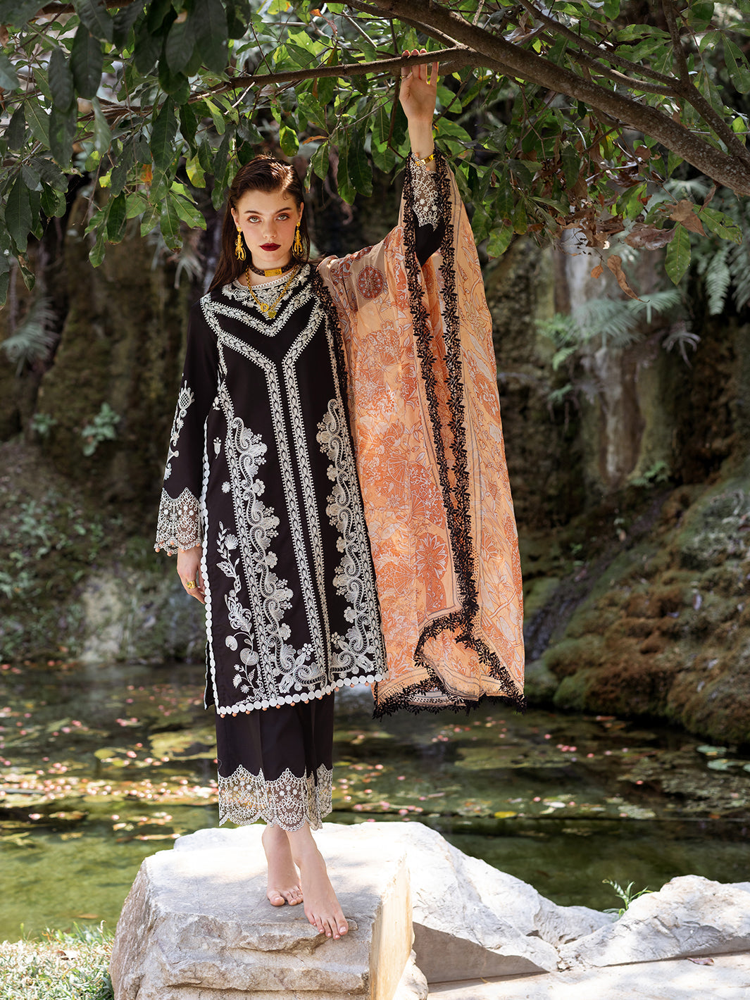 Roheenaz | Dahlia Embroidered Lawn 24 | Celandine - House of Zarish