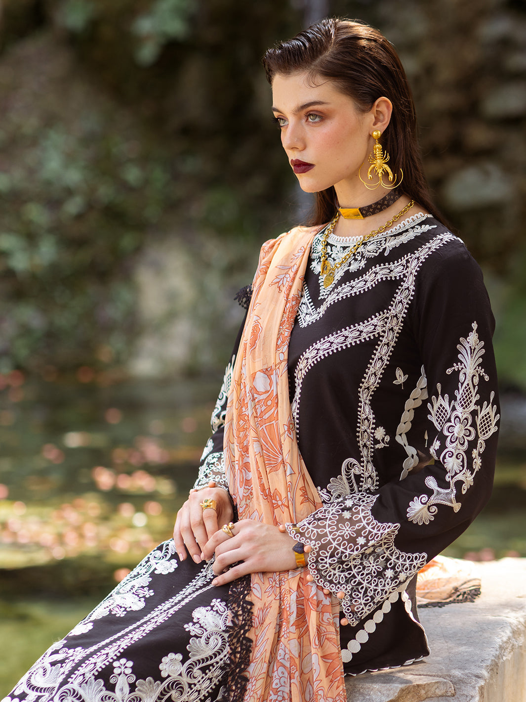 Roheenaz | Dahlia Embroidered Lawn 24 | Celandine - House of Zarish