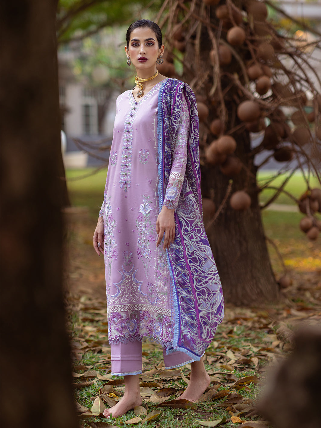 Roheenaz | Dahlia Embroidered Lawn 24 | Hyacinth - House of Zarish