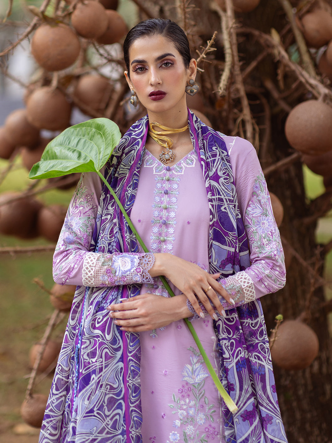Roheenaz | Dahlia Embroidered Lawn 24 | Hyacinth - House of Zarish