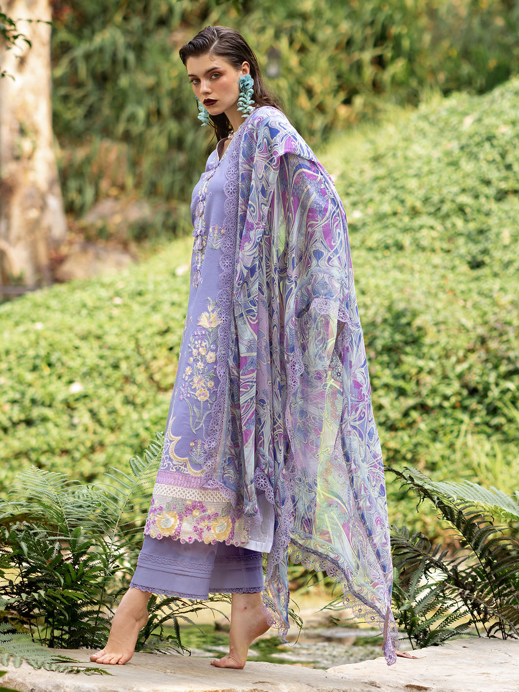Roheenaz | Dahlia Embroidered Lawn 24 | Aster - House of Zarish