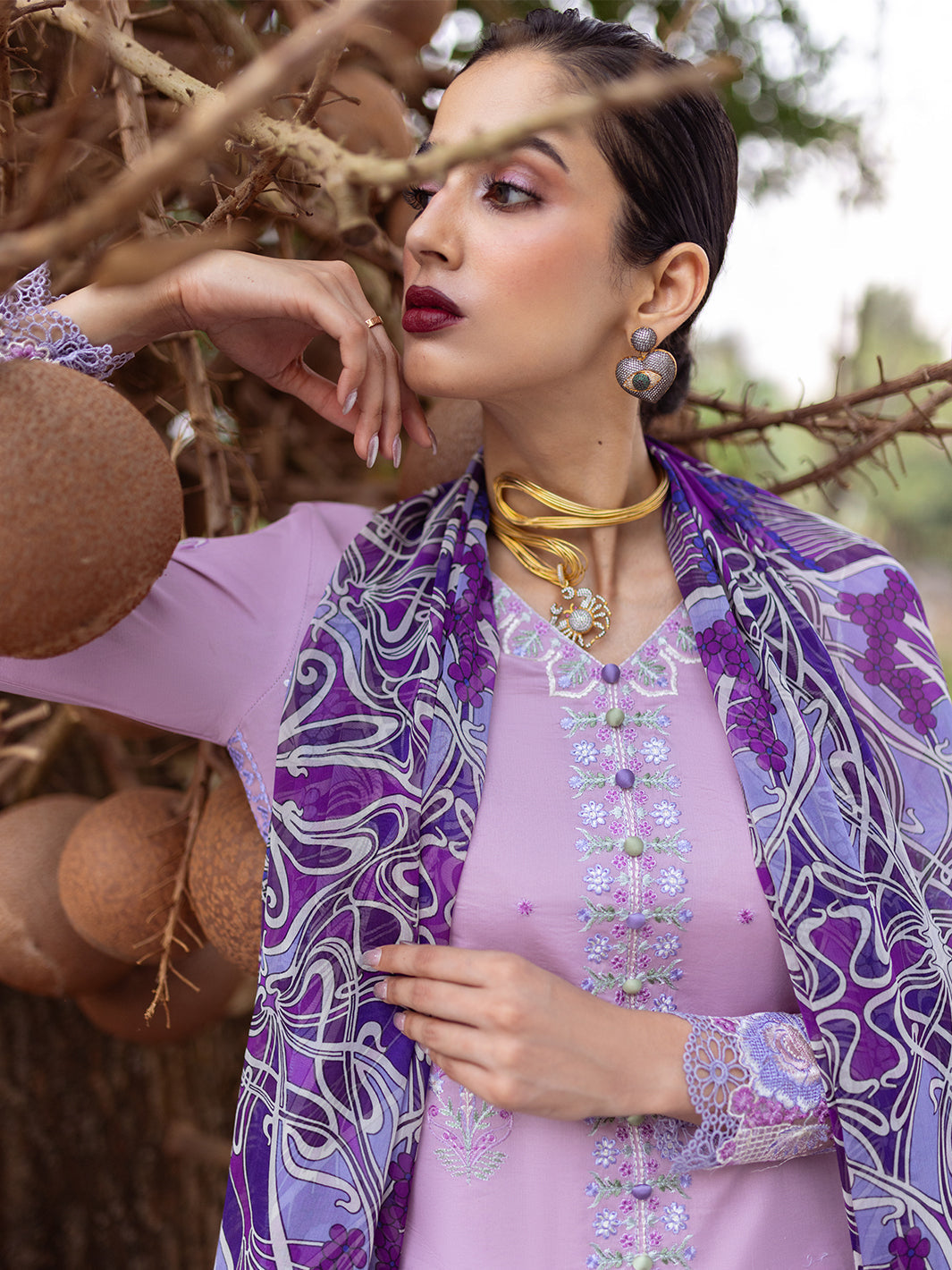 Roheenaz | Dahlia Embroidered Lawn 24 | Hyacinth - House of Zarish
