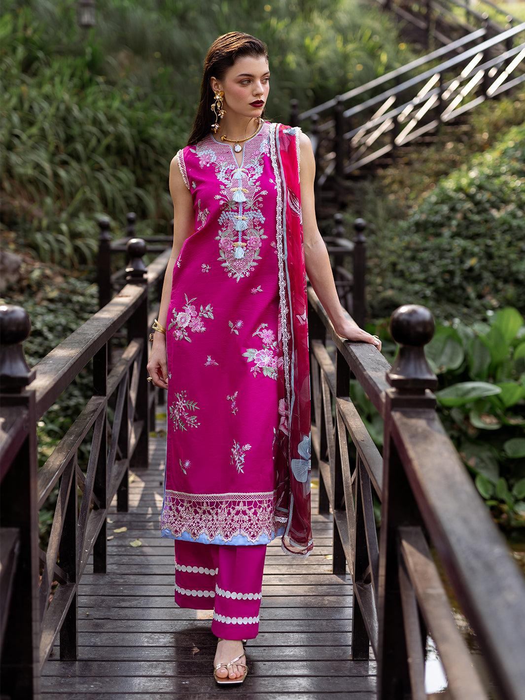Roheenaz | Dahlia Embroidered Lawn 24 | Camellia - House of Zarish