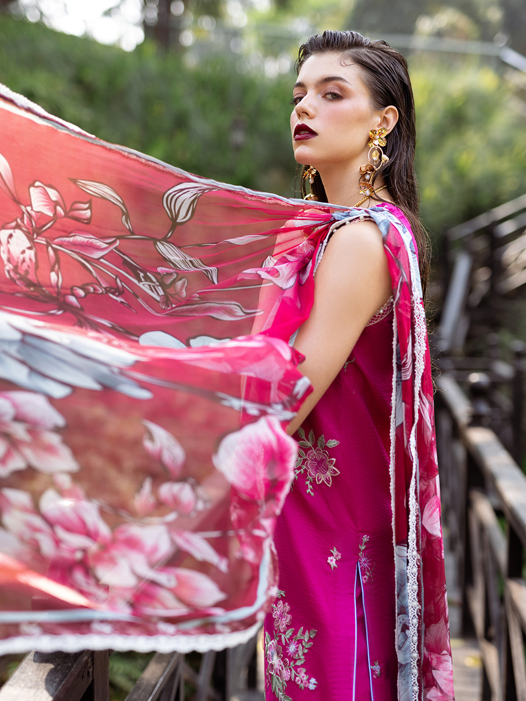 Roheenaz | Dahlia Embroidered Lawn 24 | Camellia - House of Zarish