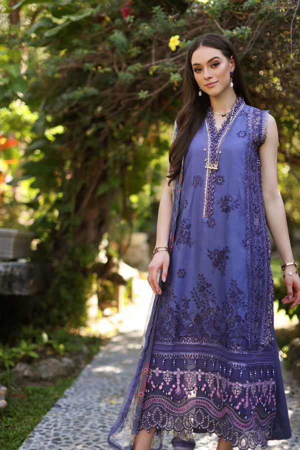 Noor by Saadia Asad | Luxury Chikankari Lawn24 | D8-A Purple - House Of Anaya