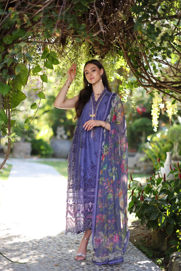 Noor by Saadia Asad | Luxury Chikankari Lawn24 | D8-A Purple - House Of Anaya