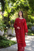 Noor by Saadia Asad | Luxury Chikankari Lawn24 | D2-B Red - House Of Anaya