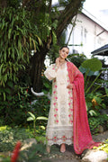 Noor by Saadia Asad | Luxury Chikankari Lawn24 | D12-B Cream Laser - House Of Anaya