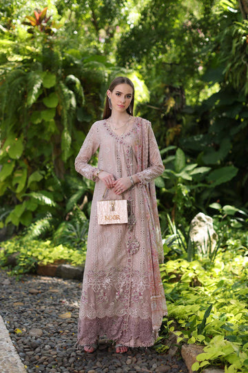 Noor by Saadia Asad | Luxury Chikankari Lawn24 | D3-A Mink Schifli - House Of Anaya