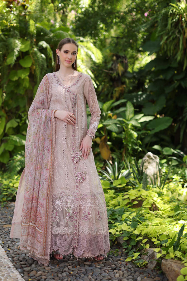 Noor by Saadia Asad | Luxury Chikankari Lawn24 | D3-A Mink Schifli - House Of Anaya