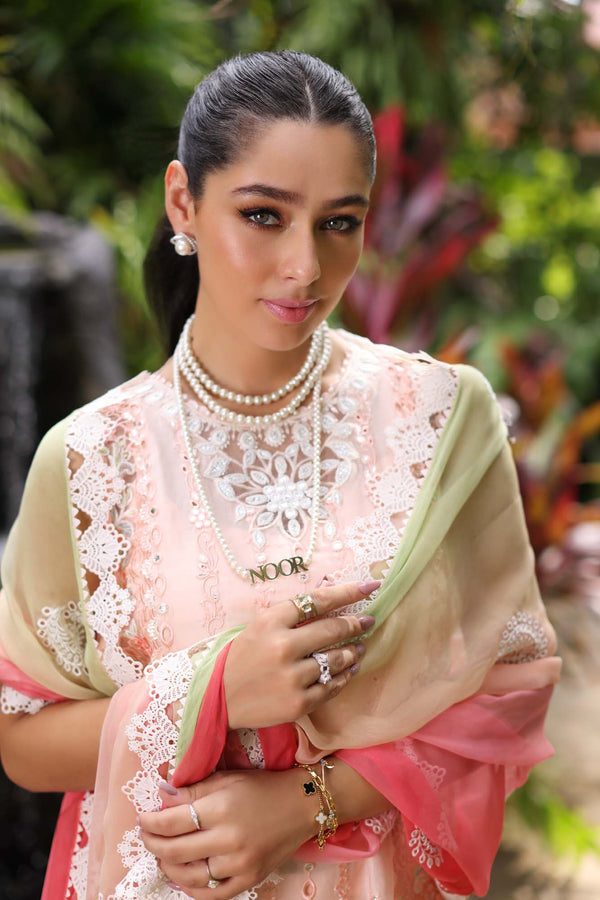 Noor by Saadia Asad | Luxury Chikankari Lawn24 | D7-B Peach Tkm - House Of Anaya
