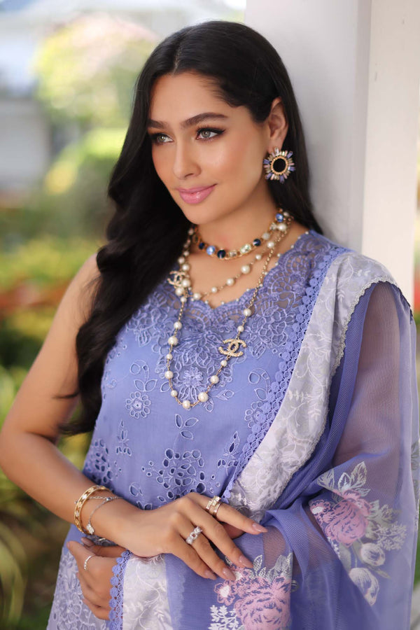 Noor by Saadia Asad | Luxury Chikankari Lawn24 | D9-B Purple - House Of Anaya