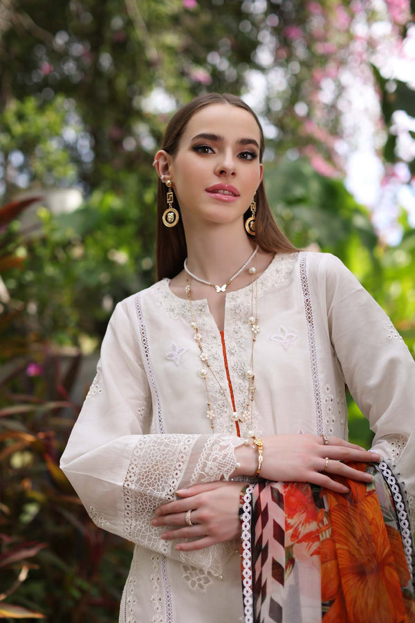 Noor by Saadia Asad | Luxury Chikankari Lawn24 | D6-B White Laser - House Of Anaya