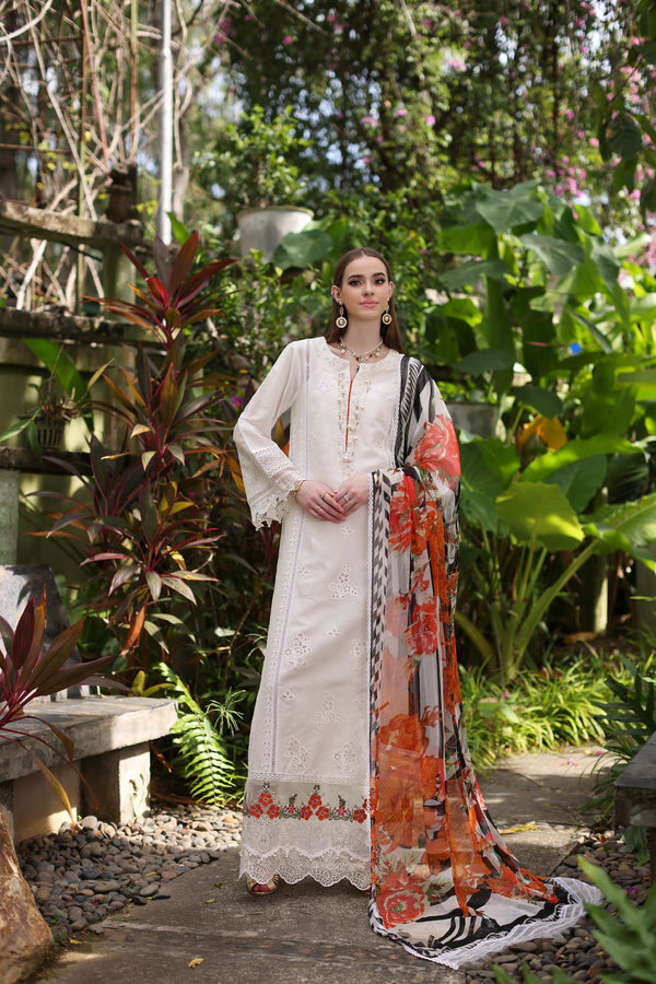 Noor by Saadia Asad | Luxury Chikankari Lawn24 | D6-B White Laser - House Of Anaya