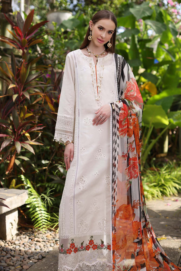 Noor by Saadia Asad | Luxury Chikankari Lawn24 | D6-B White Laser - House Of Anaya