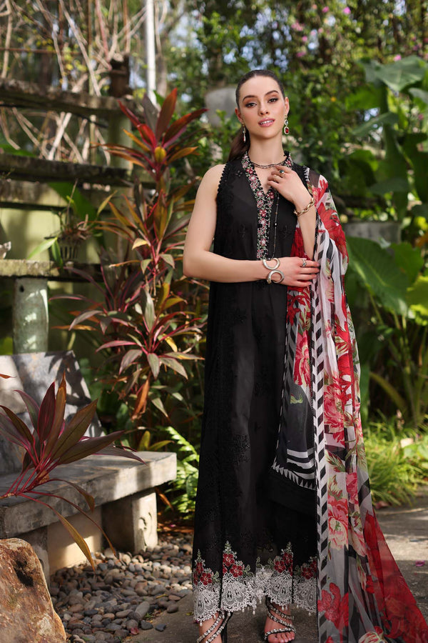 Noor by Saadia Asad | Luxury Chikankari Lawn24 | D6-A Black Laser - House Of Anaya
