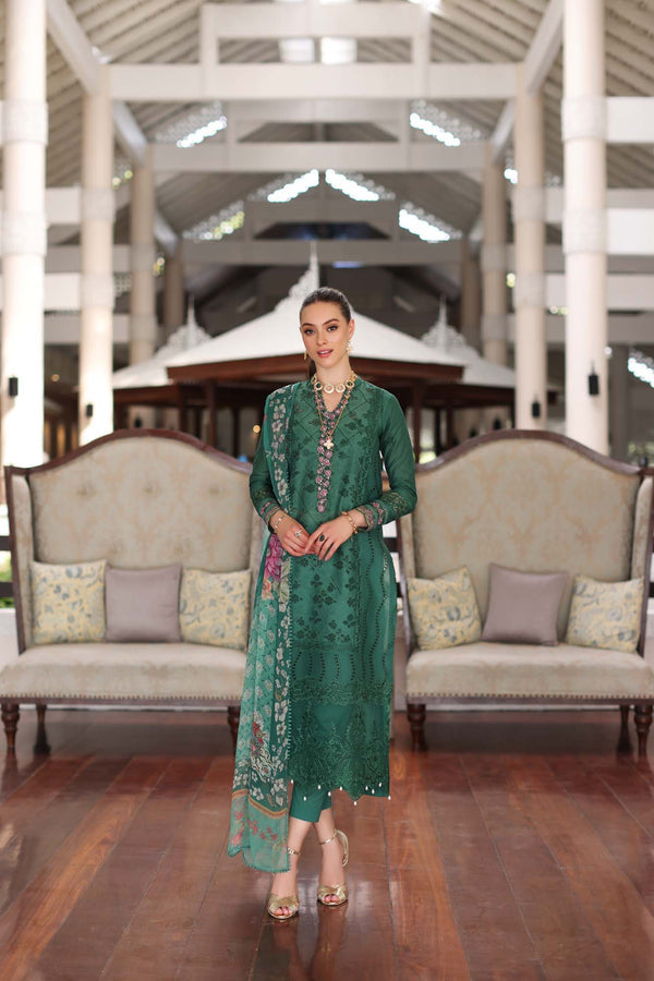 Noor by Saadia Asad | Luxury Chikankari Lawn24 | D4-A Green Laser - House Of Anaya