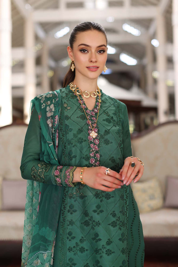 Noor by Saadia Asad | Luxury Chikankari Lawn24 | D4-A Green Laser - House Of Anaya