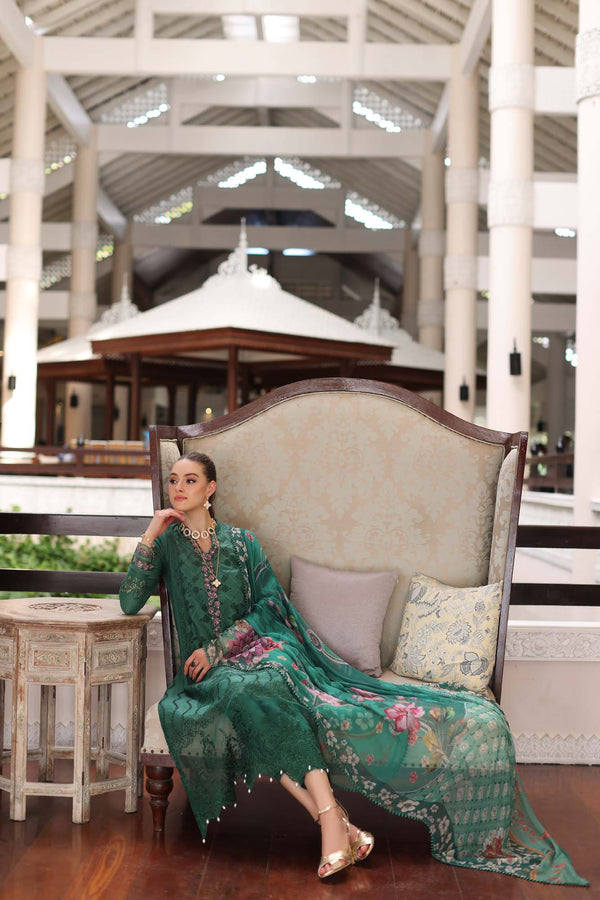 Noor by Saadia Asad | Luxury Chikankari Lawn24 | D4-A Green Laser - House Of Anaya