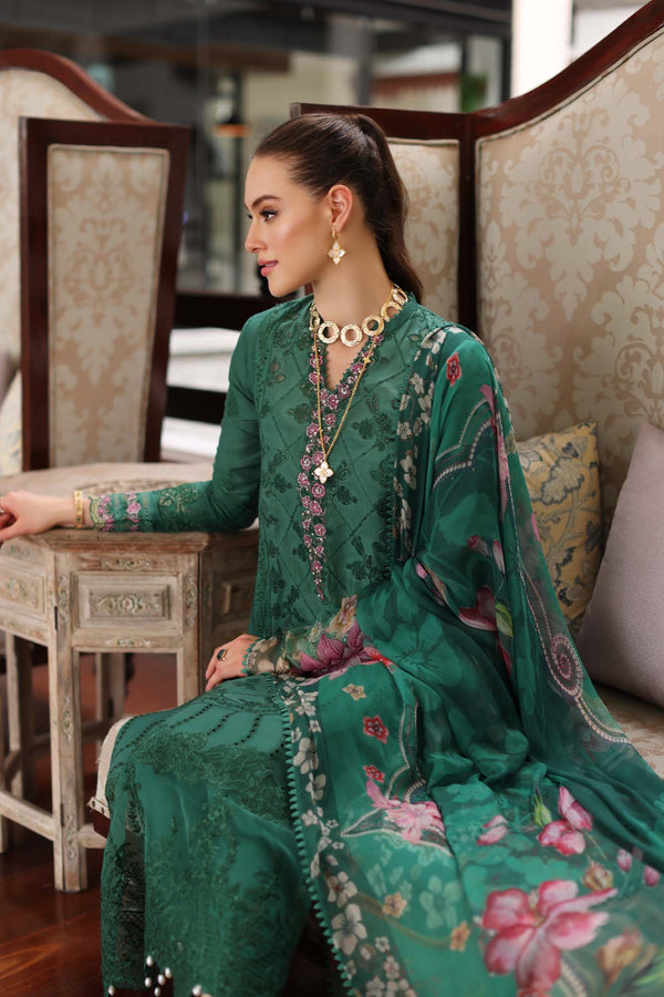 Noor by Saadia Asad | Luxury Chikankari Lawn24 | D4-A Green Laser - House Of Anaya