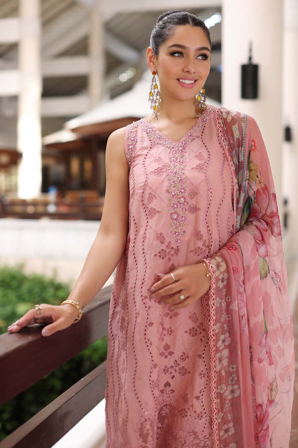 Noor by Saadia Asad | Luxury Chikankari Lawn24 | D4-B Pink Laser - House Of Anaya
