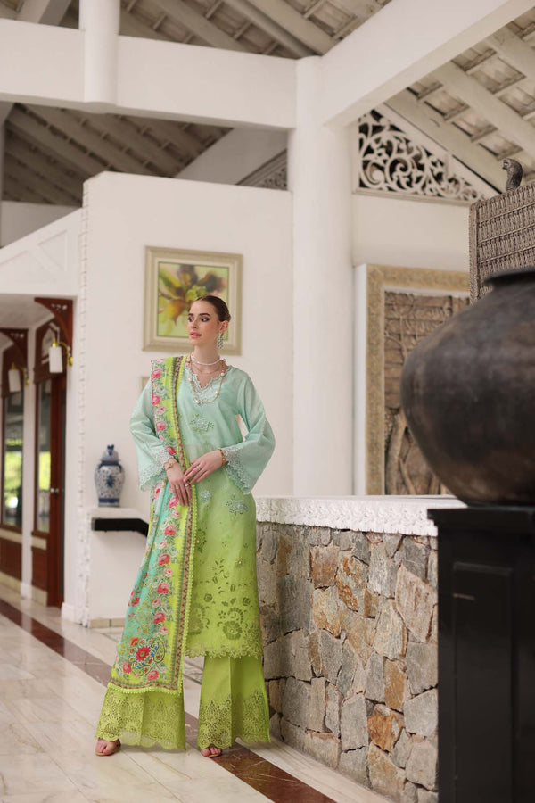 Noor by Saadia Asad | Luxury Chikankari Lawn24 | D5-A Aqua Ombre - House Of Anaya
