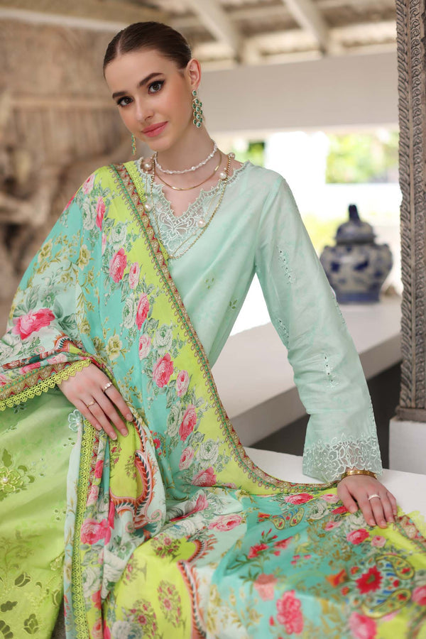 Noor by Saadia Asad | Luxury Chikankari Lawn24 | D5-A Aqua Ombre - House Of Anaya