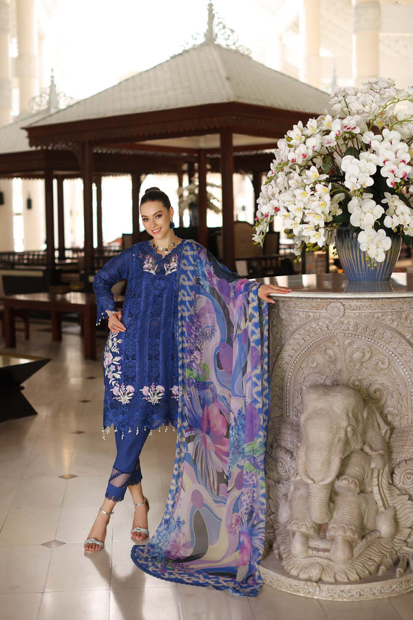 Noor by Saadia Asad | Luxury Chikankari Lawn24 | D10-B Blue Electric - House Of Anaya