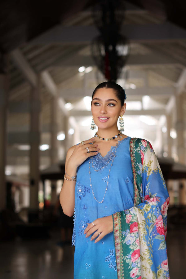 Noor by Saadia Asad | Luxury Chikankari Lawn24 | D5-B Blue Ombre - House Of Anaya