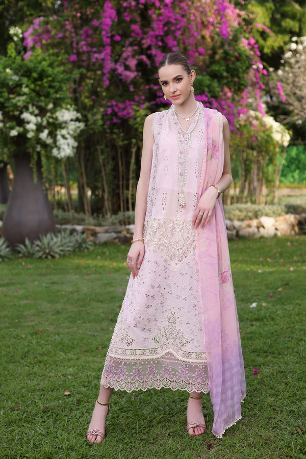 Noor by Saadia Asad | Luxury Chikankari Lawn24 | D11-A Pink Schifli - House Of Anaya