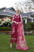 Noor by Saadia Asad | Luxury Chikankari Lawn24 | D10-A FUCHIA - House Of Anaya