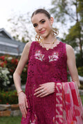 Noor by Saadia Asad | Luxury Chikankari Lawn24 | D10-A FUCHIA - House Of Anaya