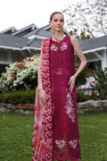 Noor by Saadia Asad | Luxury Chikankari Lawn24 | D10-A FUCHIA - House Of Anaya