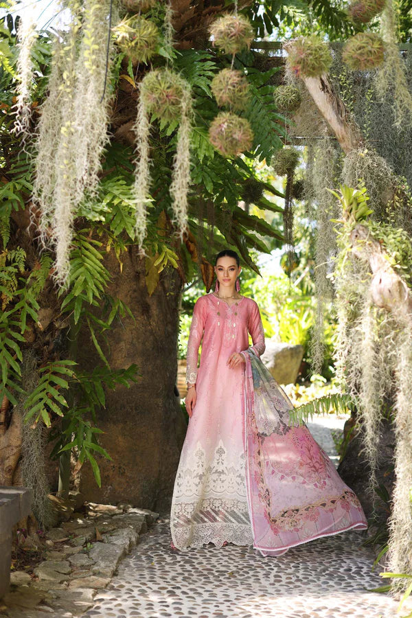 Noor by Saadia Asad | Luxury Chikankari Lawn24 | D1-A Pink Ombre - House Of Anaya