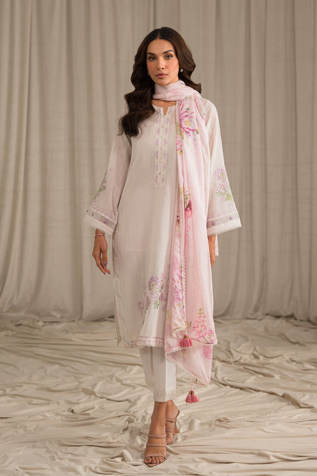 Sahar | Mirage Spring Luxury 24 | Slub Lawn 3 Piece (Embroidered) - House of Zarish
