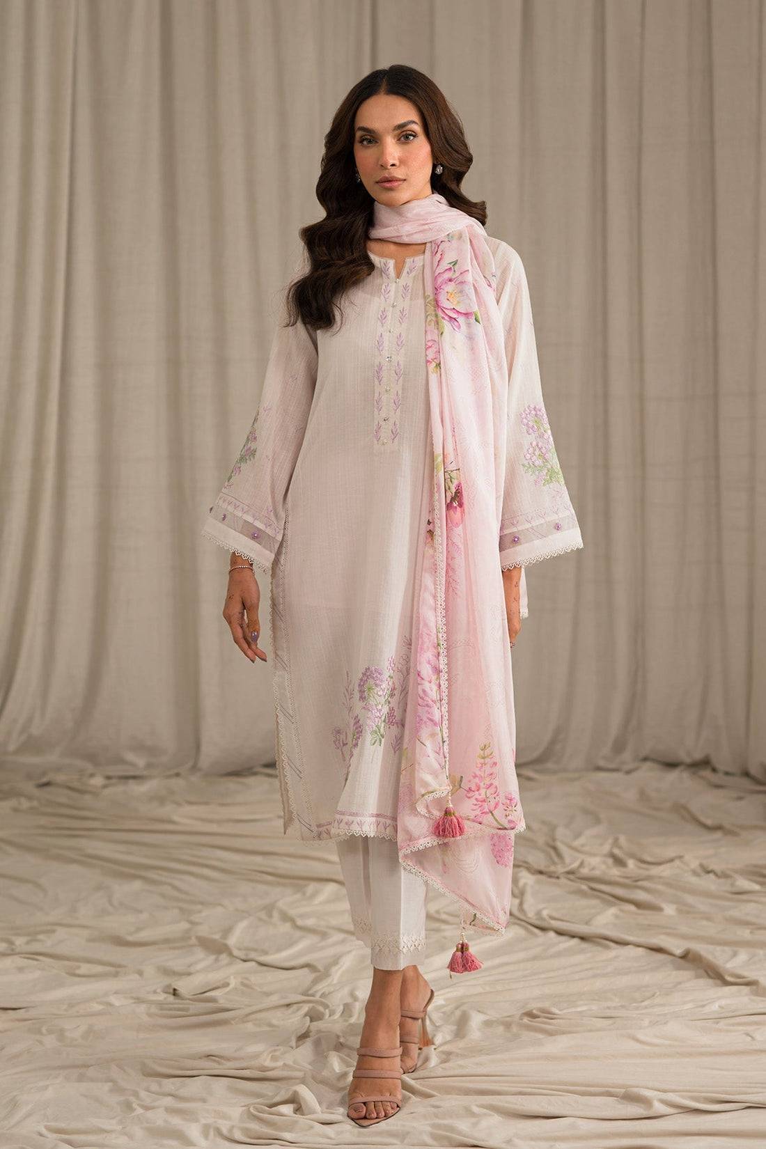 Sahar | Mirage Spring Luxury 24 | Slub Lawn 3 Piece (Embroidered) - House of Zarish