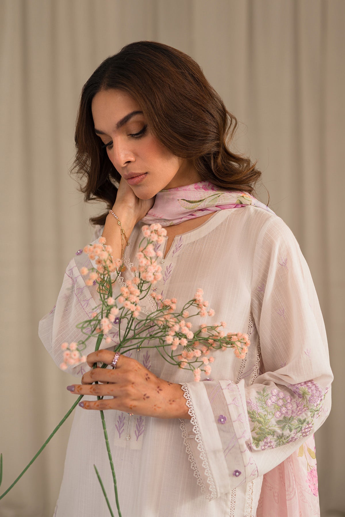 Sahar | Mirage Spring Luxury 24 | Slub Lawn 3 Piece (Embroidered) - House of Zarish