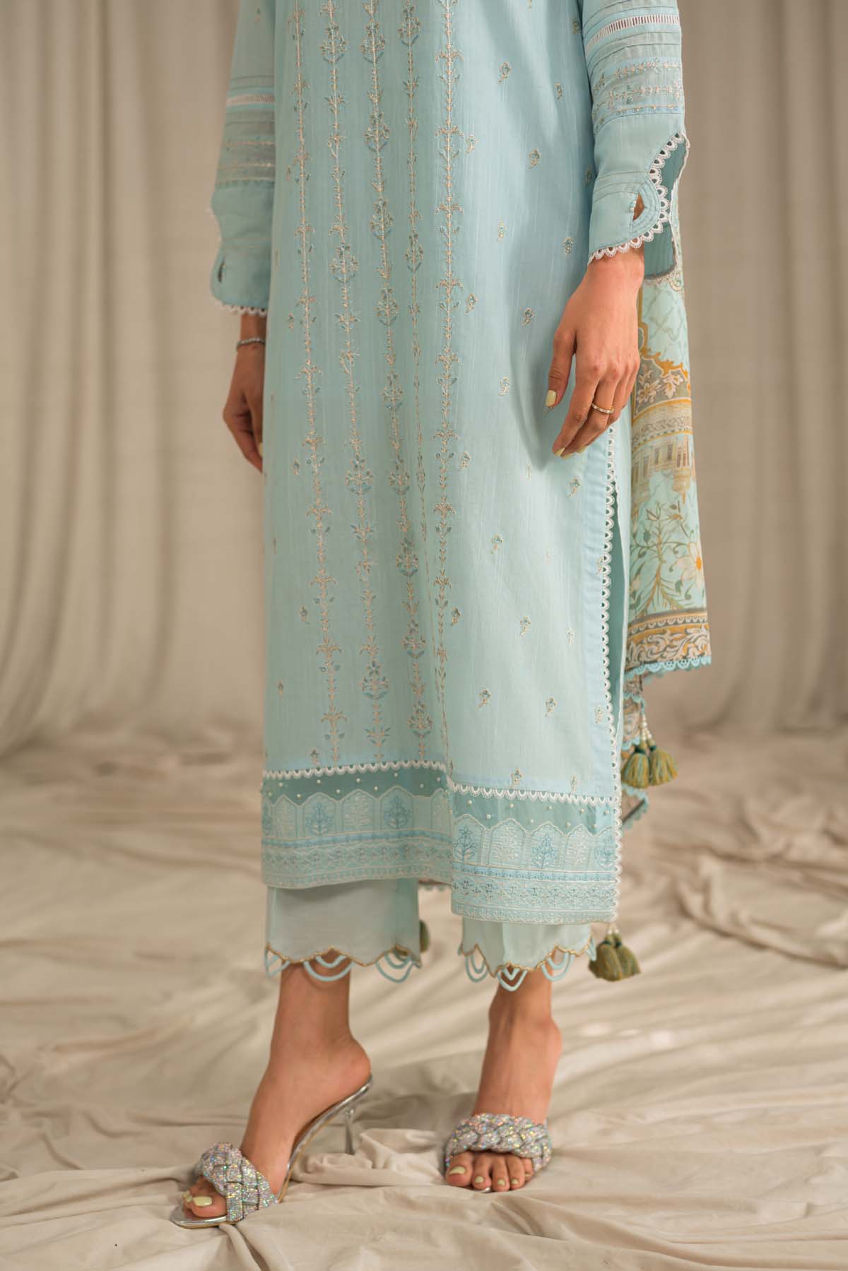 Sahar | Mirage Spring Luxury 24 | Slub Lawn 3 Piece (Embroidered) - House of Zarish
