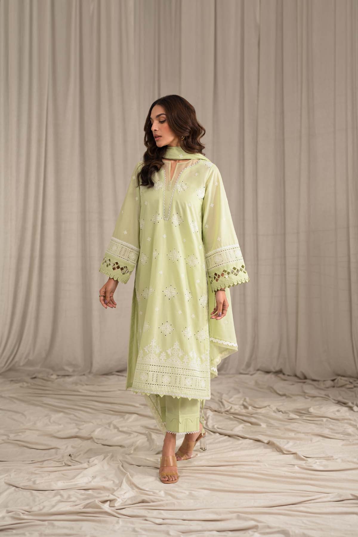 Sahar | Mirage Spring Luxury 24 | Chikankari 3 Piece - House of Zarish