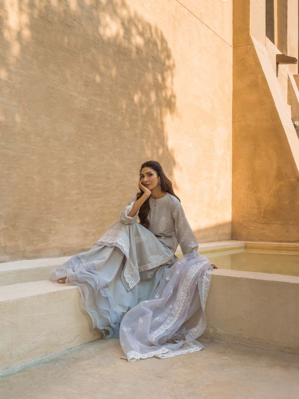 Sahar | Mirage Spring Luxury 24 | Chikankari 3 Piece - House of Zarish