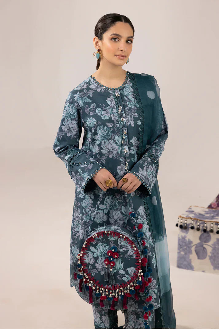 Alizeh | Sheen Lawn Prints 24 | Sea Mist - House Of Anaya