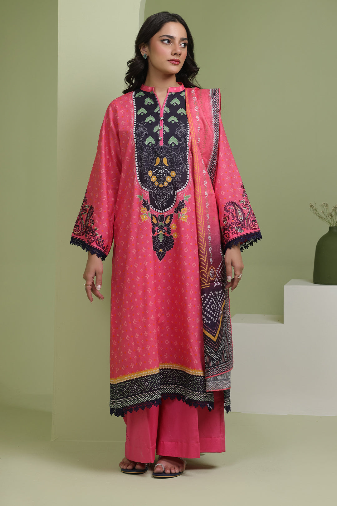 Zellbury | Unstitched 2 Piece Lawn | Embroidered Shirt Dupatta - 1171 - House Of Zarish