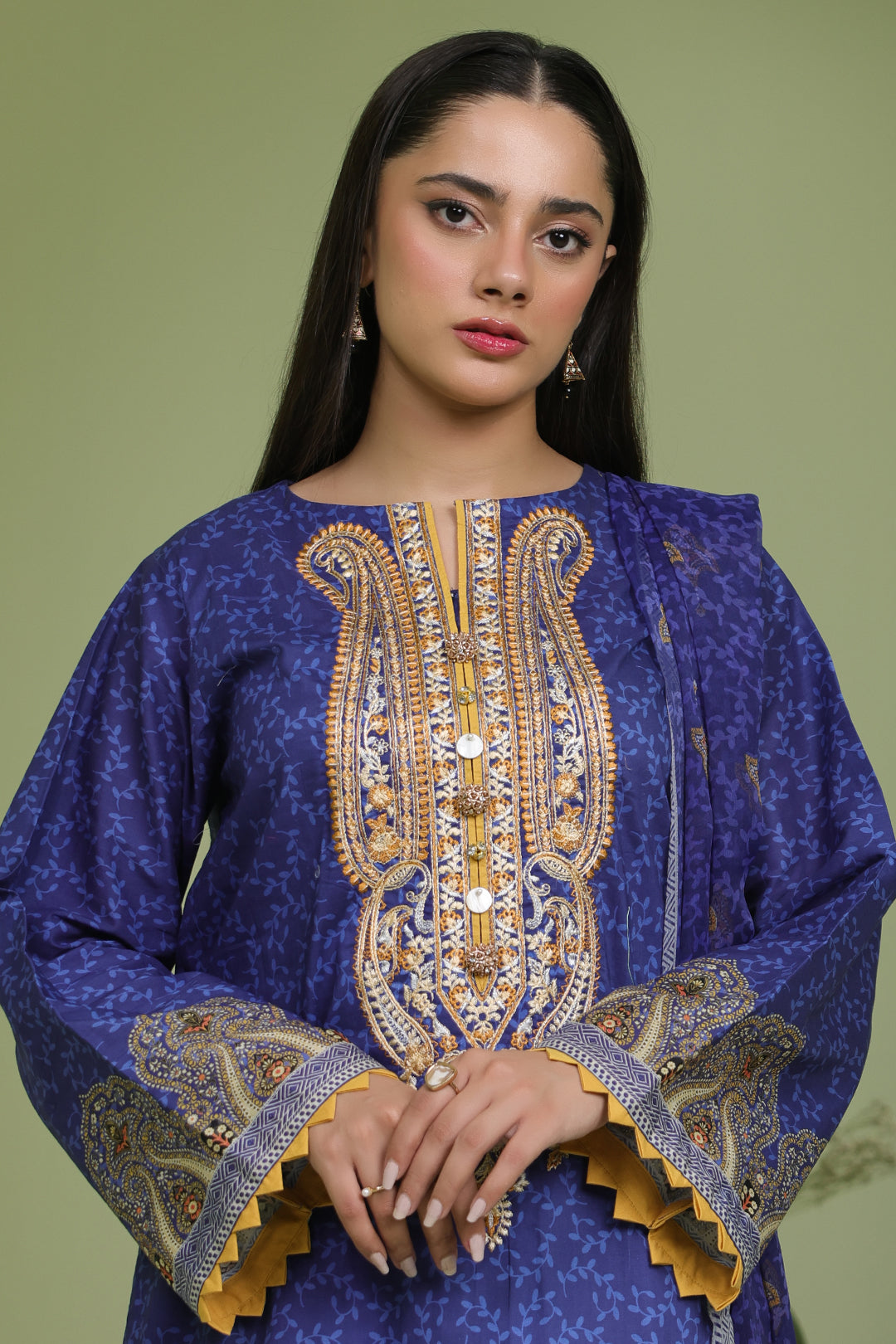Zellbury | Unstitched 2 Piece Lawn | Embroidered Shirt Dupatta - 1688 - House Of Zarish
