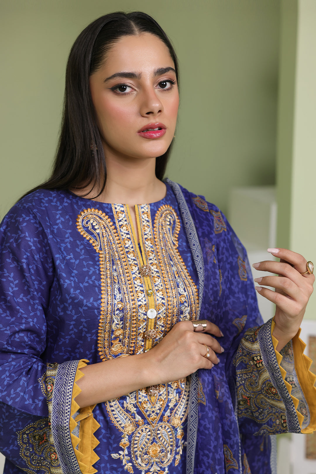 Zellbury | Unstitched 2 Piece Lawn | Embroidered Shirt Dupatta - 1688 - House Of Zarish